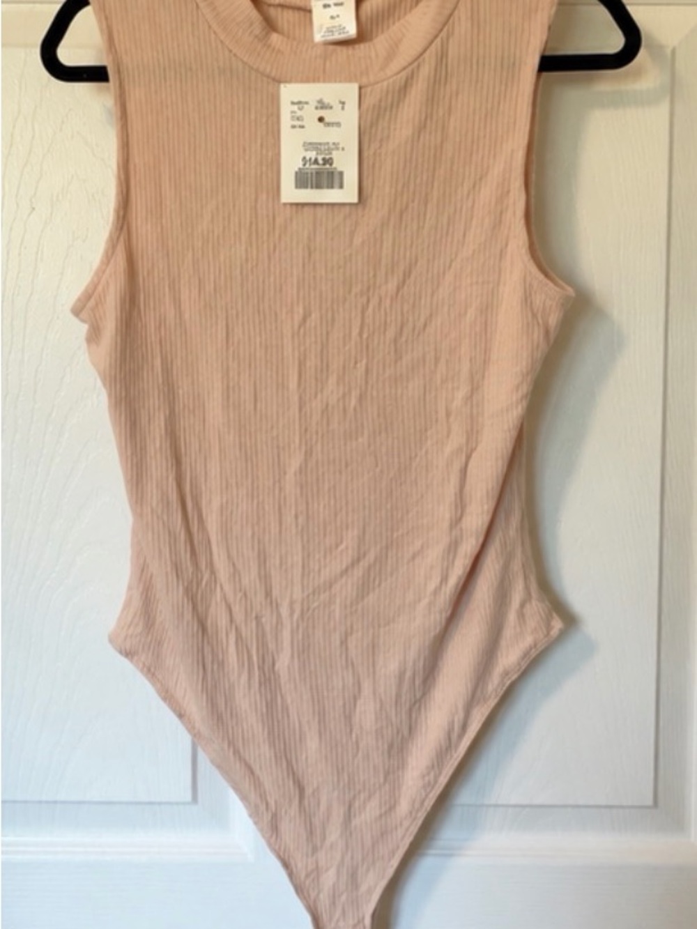 Ribbed Sleeveless Bodysuit - Blush Pink